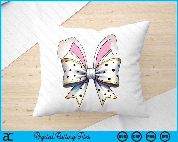Polka Dot Bunny Bow Easter Day SVG PNG Digital Printable Files
