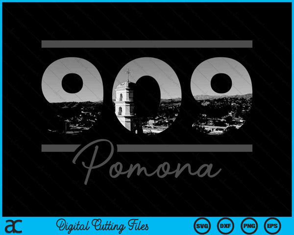Pomona 909 Area Code Skyline California Vintage SVG PNG Digital Cutting Files