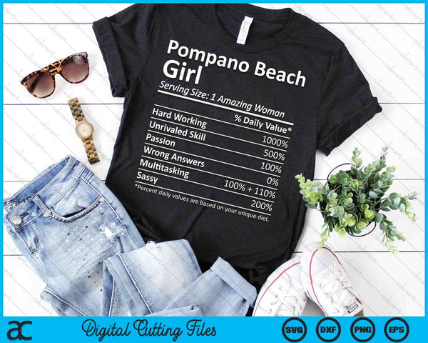 Pompano Beach Girl FL Florida Funny City Home Roots SVG PNG Archivos de corte digital