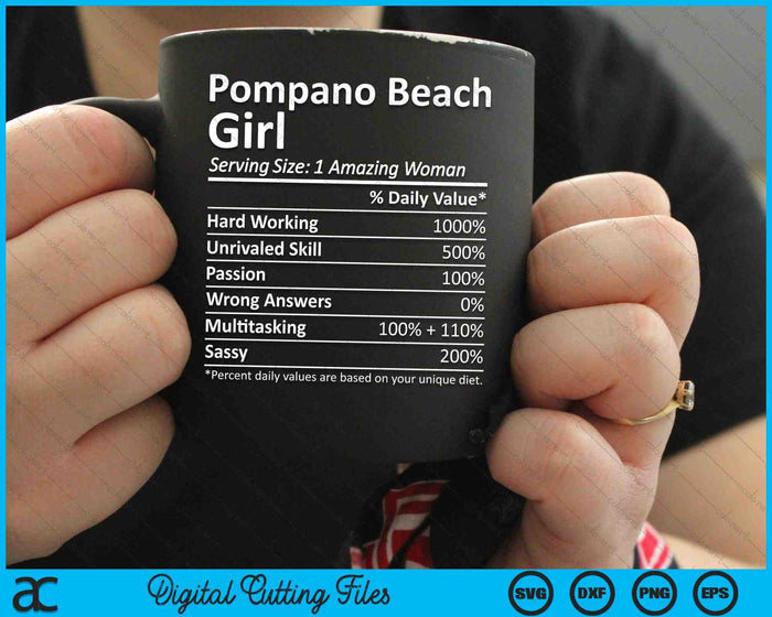 Pompano Beach Girl FL Florida Funny City Home Roots SVG PNG Digital Cutting Files