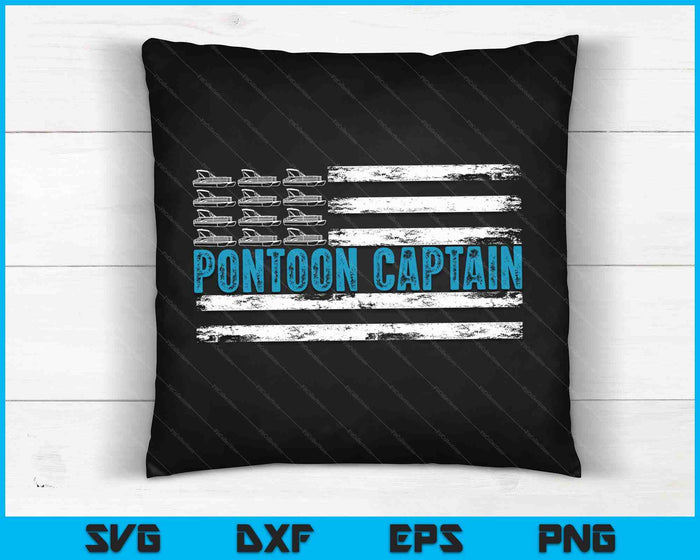 Pontoon Captain Funny Boating 4th Of July Pontoon Boat SVG PNG Digital Cutting Files