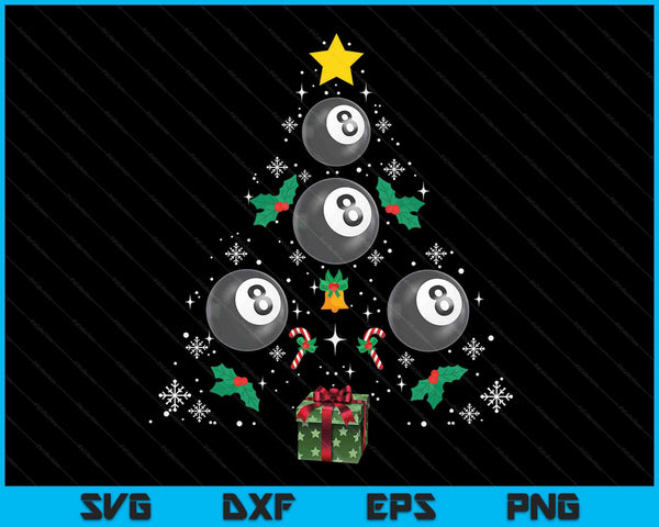 Pool Ball Kerstboom Kerst Pool Ball SVG PNG Snijden afdrukbare bestanden