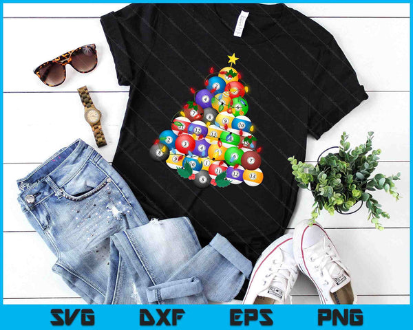 Pool Ball Christmas Tree Xmas Pajamas Player Coach SVG PNG Digital Printable Files