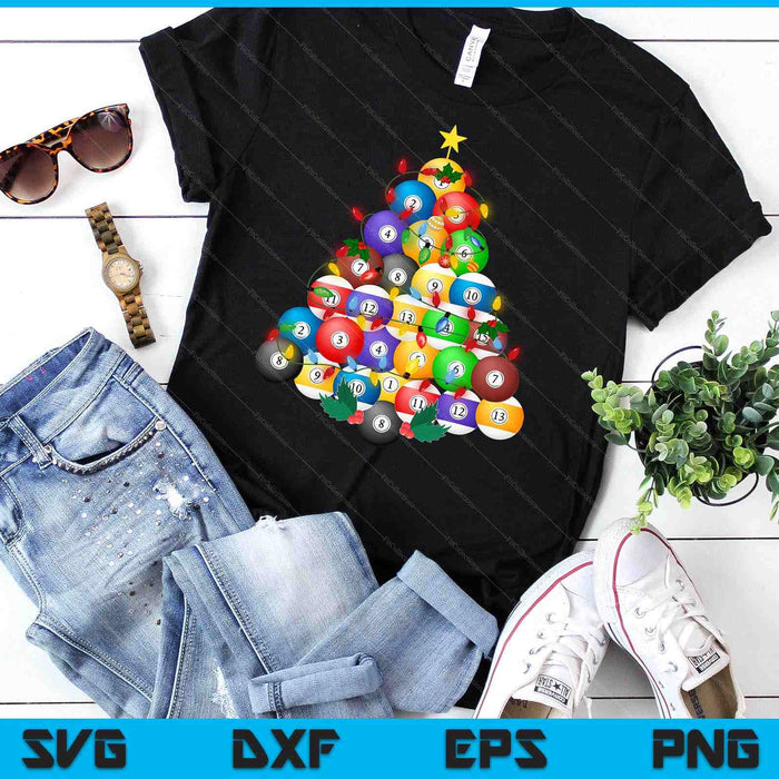 Pool Ball Christmas Tree Xmas Pajamas Player Coach SVG PNG Digital Printable Files