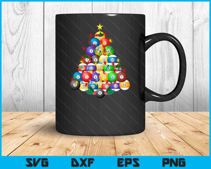 Pool Ball Christmas Tree Xmas Pajamas Player Coach SVG PNG Digital Printable Files