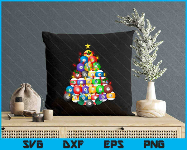 Pool Ball Christmas Tree Xmas Pajamas Player Coach SVG PNG Digital Printable Files