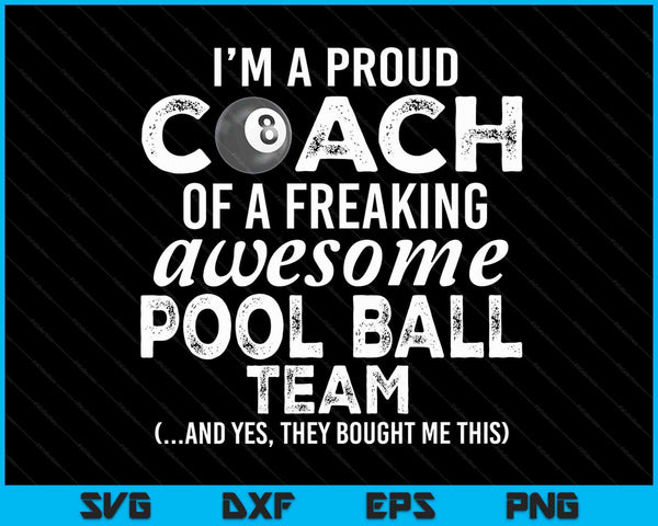 Pool Ball Coach Grappig Bedankt Waardering Cadeau SVG PNG Digitale Snijbestanden