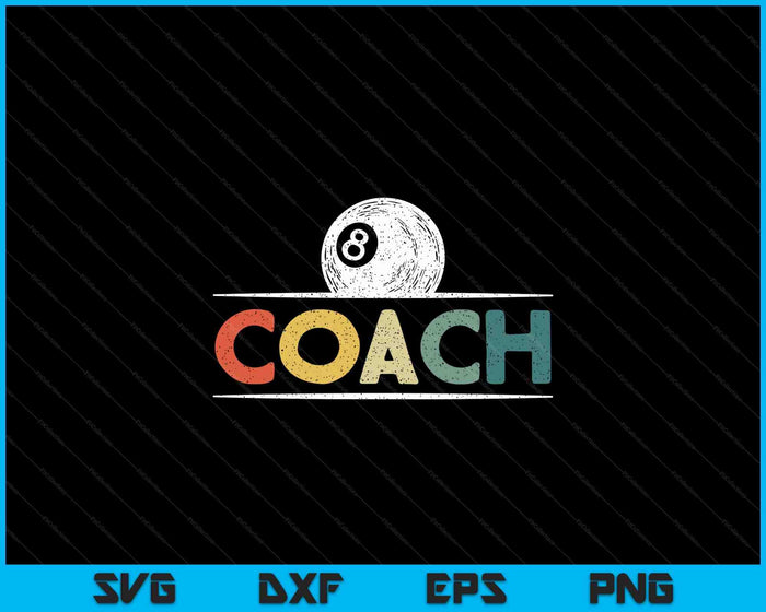 Pool Ball Coach Vintage Biljartbal Coaching SVG PNG digitale snijbestanden
