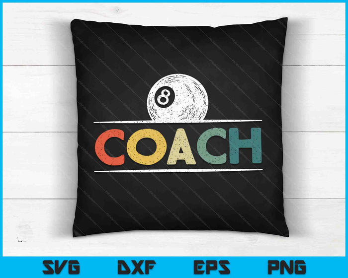 Pool Ball Coach Vintage Biljartbal Coaching SVG PNG digitale snijbestanden