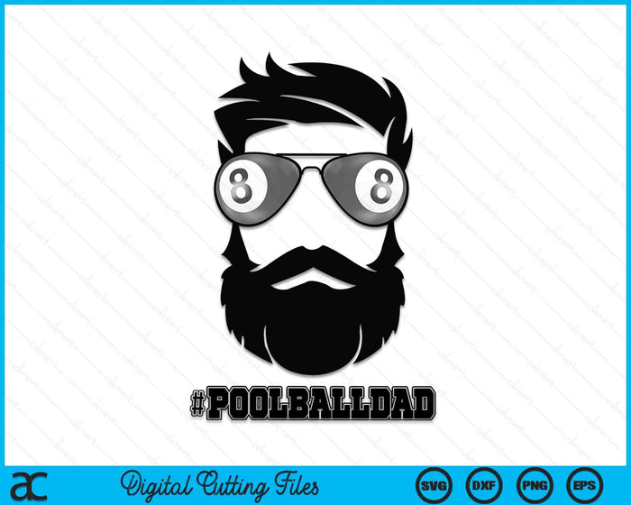 Pool Ball papa met baard en coole zonnebril SVG PNG digitale snijbestanden