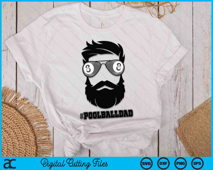 Pool Ball papa met baard en coole zonnebril SVG PNG digitale snijbestanden