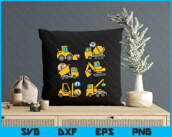 Pool Ball Diggers Kids Construction Trucks Toddler Boys SVG PNG Digital Printable Files