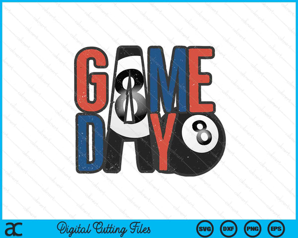 Pool ball game day navy blue and red SVG cut file