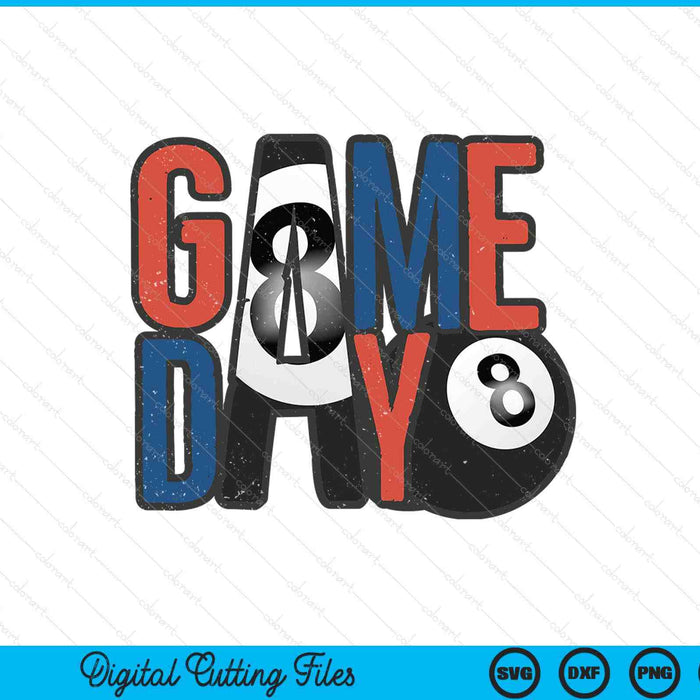 Pool ball game day navy blue and red SVG cut file
