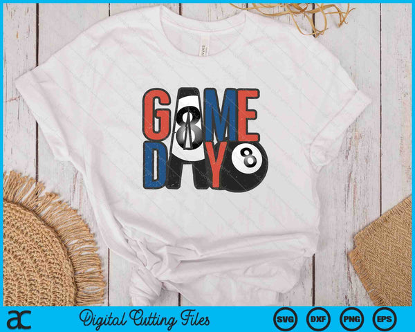 Pool Ball Game Day Navy Blue And Red SVG PNG Digital Printable Files