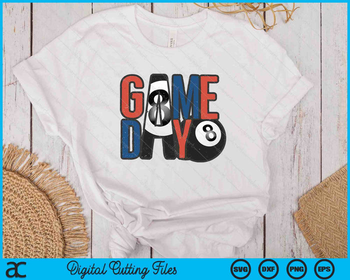 Pool Ball Game Day Navy Blue And Red SVG PNG Digital Printable Files