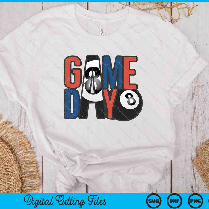 Pool Ball Game Day Navy Blue And Red SVG PNG Digital Printable Files