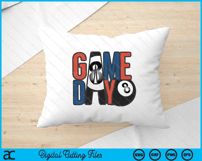 Pool Ball Game Day Navy Blue And Red SVG PNG Digital Printable Files