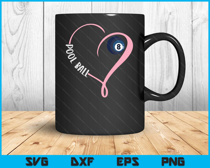 Pool Ball Ladies Valentine's Day SVG PNG Digital Printable Files