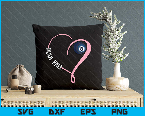 Pool Ball Ladies Valentine's Day SVG PNG Digital Printable Files