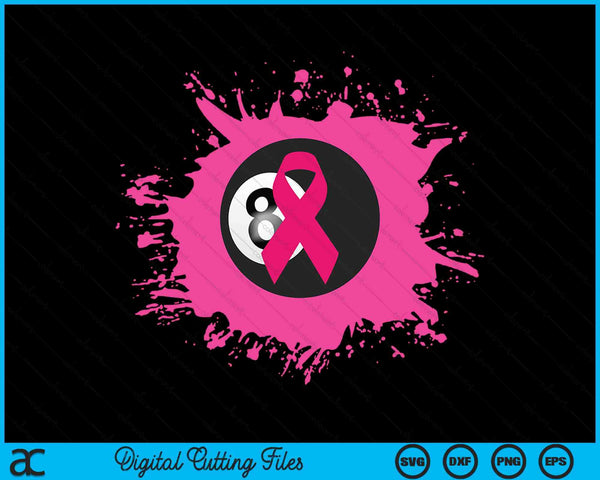 Pool Ball Pink Ribbon Breast Cancer Awareness SVG PNG Digital Cutting Files