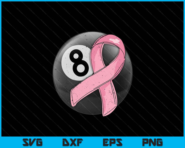 Pool Ball Pink Ribbon Breast Cancer Awareness Sport Lover SVG PNG Digital Cutting Files