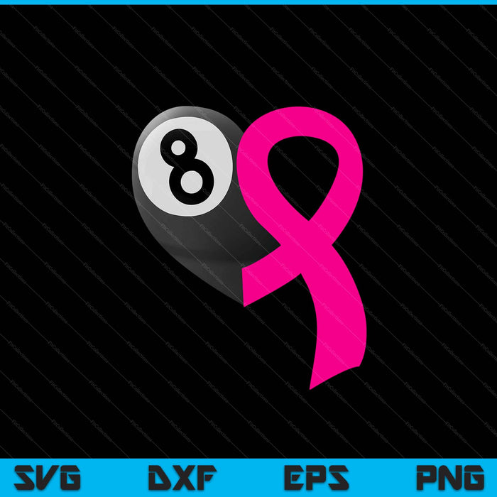 Pool ball pink ribbon heart cool breast cancer awareness SVG cut file