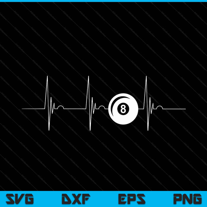 Pool Ball Player Heartbeat EKG Pulse Whiffle Ball Game SVG PNG Cutting Printable Files