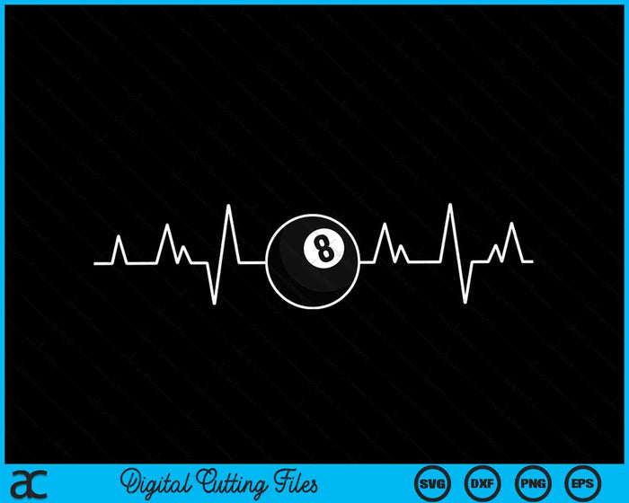 Poolspelers Heartbeat Biljart 8 Ball SVG PNG digitale snijbestanden