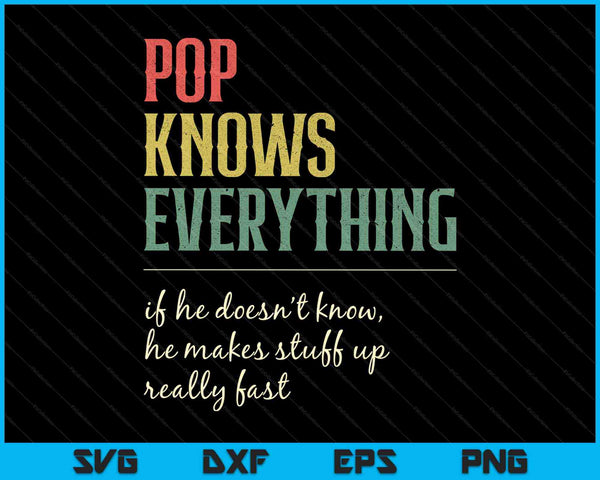 Pop weet alles grappige pop opa SVG PNG snijden afdrukbare bestanden