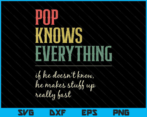 Pop Knows Everything Funny Pop Grandpa SVG PNG Cutting Printable Files