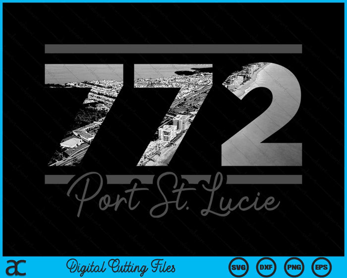 Port St. Lucie 772 Netnummer Skyline Florida Vintage SVG PNG digitale snijbestanden