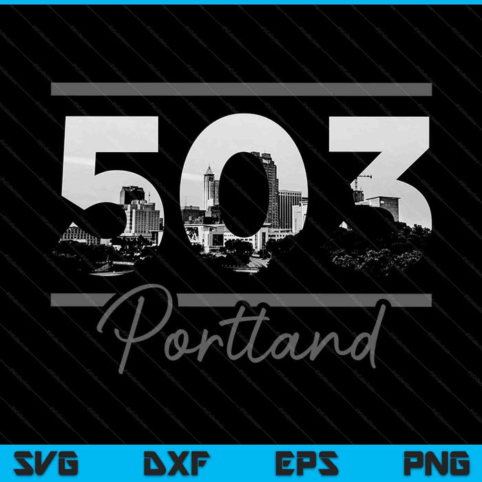 Portland 503 Area Code Skyline Oregon Vintage SVG PNG Cutting Printable Files
