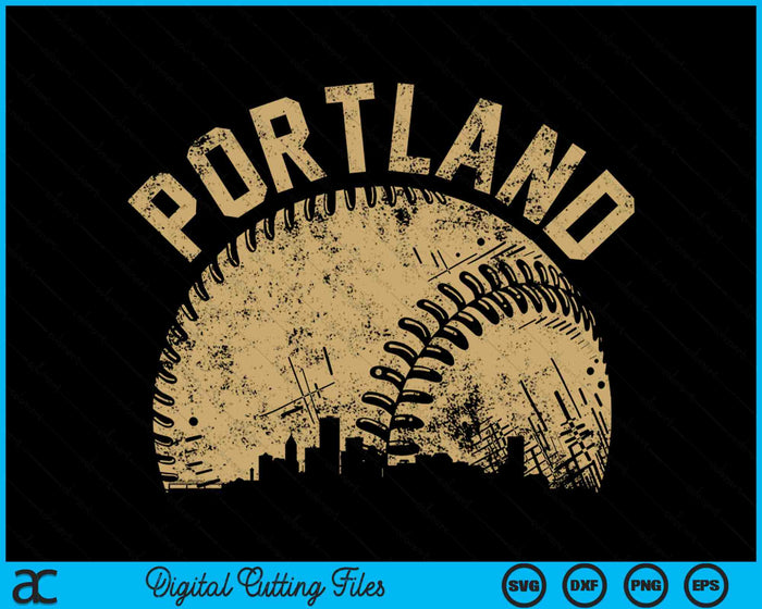 Portland Baseball Skyline Player Coach Fan SVG PNG Digital Printable Files