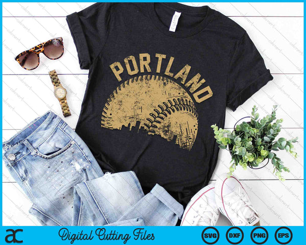 Portland Baseball Skyline Player Coach Fan SVG PNG Digital Printable Files