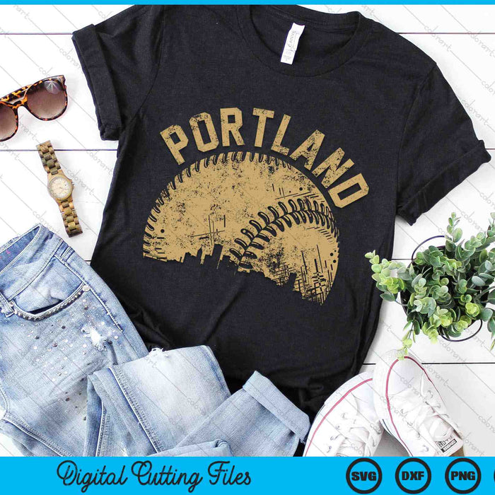 Portland Baseball Skyline Player Coach Fan SVG PNG Digital Printable Files