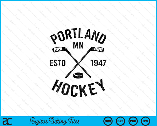 Portland Minnesota Ice Hockey Sticks Vintage Gift SVG PNG Digital Cutting Files