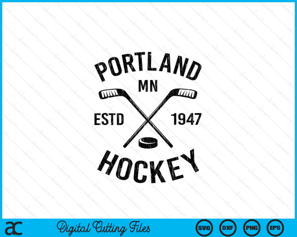 Portland Minnesota Ice Hockey Sticks Vintage Gift SVG PNG Digital Cutting Files