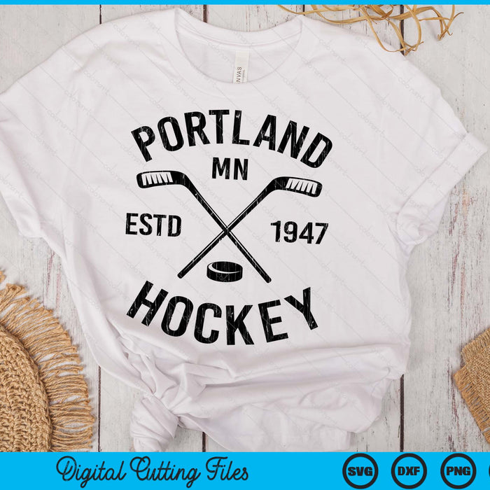Portland Minnesota Ice Hockey Sticks Vintage Gift SVG PNG Digital Cutting Files