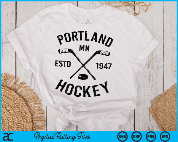 Portland Minnesota Ice Hockey Sticks Vintage Gift SVG PNG Digital Cutting Files