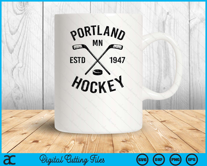 Portland Minnesota Ice Hockey Sticks Vintage Gift SVG PNG Digital Cutting Files