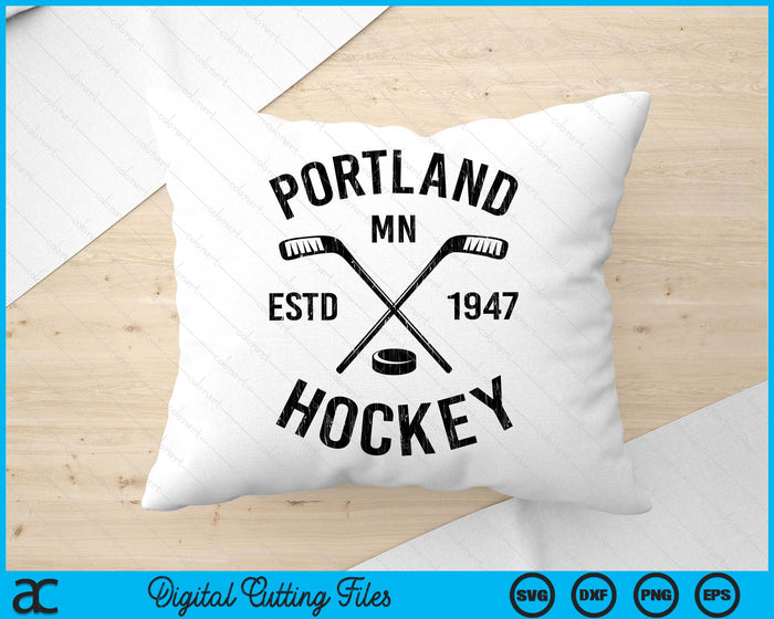 Portland Minnesota Ice Hockey Sticks Vintage Gift SVG PNG Digital Cutting Files