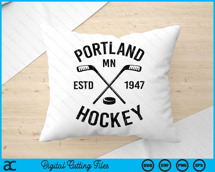 Portland Minnesota Ice Hockey Sticks Vintage Gift SVG PNG Digital Cutting Files