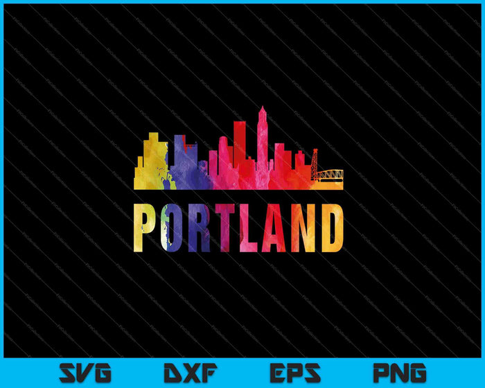Portland aquarel skyline thuisstaat souvenir SVG PNG snijden afdrukbare bestanden