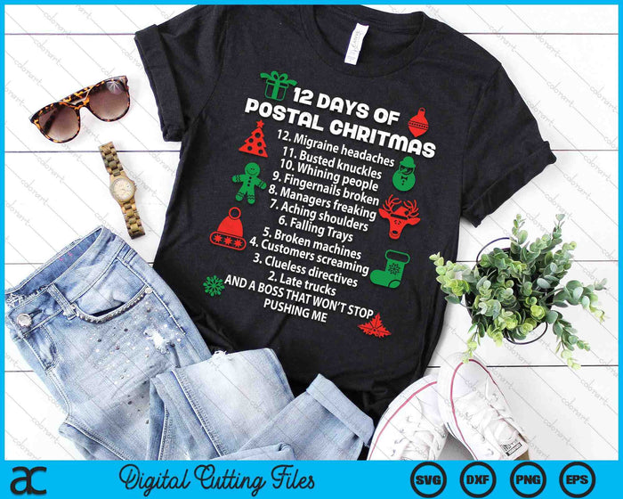 Postal Worker 12 Days Of Christmas Funny SVG PNG Digital Cutting File