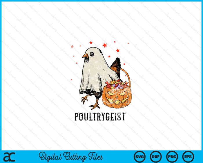 Poultrygeist Funny Halloween Chicken Ghost Costume Pumpkin SVG PNG Digital Printable Files