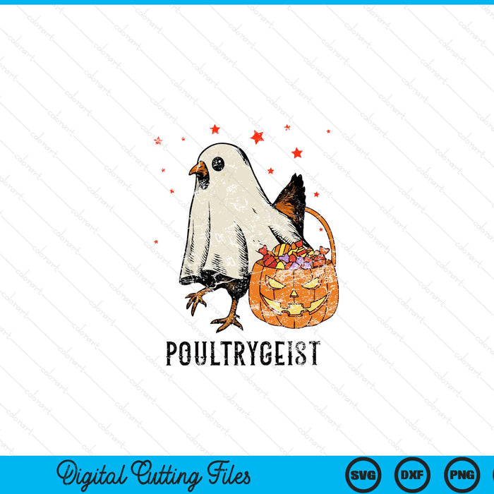 Poultrygeist Funny Halloween Chicken Ghost Costume Pumpkin SVG PNG Digital Printable Files