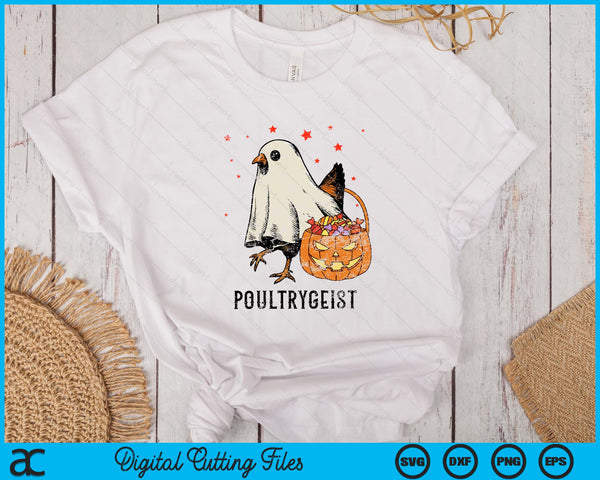 Poultrygeist Funny Halloween Chicken Ghost Costume Pumpkin SVG PNG Digital Printable Files