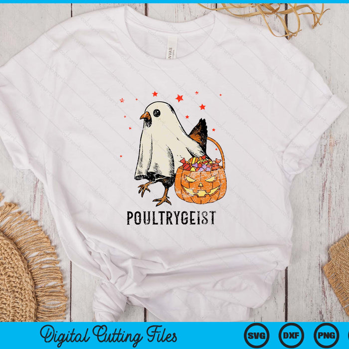 Poultrygeist Funny Halloween Chicken Ghost Costume Pumpkin SVG PNG Digital Printable Files