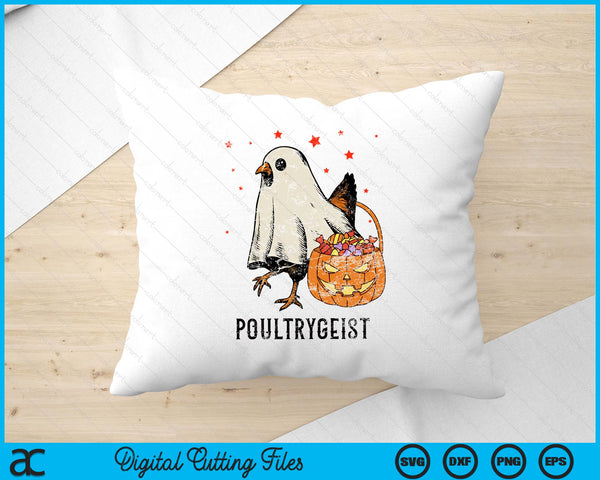 Poultrygeist Funny Halloween Chicken Ghost Costume Pumpkin SVG PNG Digital Printable Files